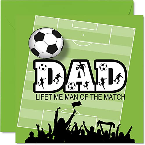 Fußball-Geburtstagskarte für Papa – Top Flight Dad – Happy Birthday Karte für Papa vom Sohn und Tochter, Vatergeburtstagsgeschenke, 145 mm x 145 mm, Footy Footie Vatertagsgrußkarten, Geschenk für Papa