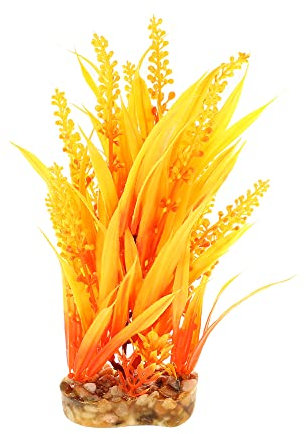VOCOSTE 1 Pcs Aquarium Plastic Plants, Artificial Aquatic Plant for Fish Tank Plants Decoration, Orange, 7.48