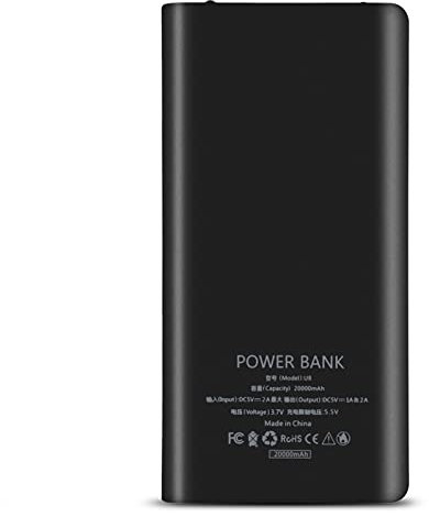 Power Bank Portatile Batteria Bancale Plastica 20000Mah 8 X Batterie Kit Power Bank Custodia Guscio Doppia Usb Tipo C + Porta Micro Usb Blu (Nero)