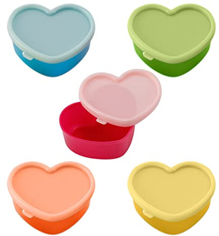 MUEEAD 5 Heart Shaped Snack & Spice Storage Box - Mini, Small & Freezer Boxes