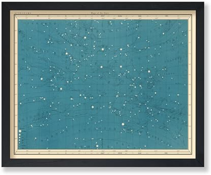 Poster Master Celestial Poster - Map of the Stars Print - 8x10 UNFRAMED Wall Art - Gift for Astronomy, Lunar Fans - Vintage Art for Home, Bedroom, Living Room - Night Sky Constellations Map
