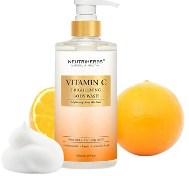 Neutriherbs Gel douche éclaircissant pour le corps pour Dull, peau inégale, gel douche éclaircissant à la vitamine C pour femmes et hommes, savon douche quotidien avec papaïne, niacinamide – Parfum
