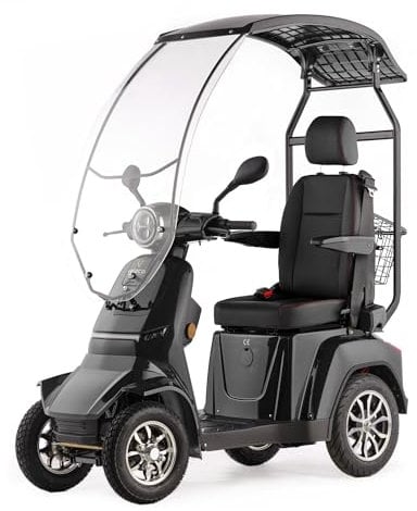 VELECO Gravis mit Dach - bequemer Kapitänssitz, Mobilitätsroller, Elektromobil, komplett montiert und fahrbereit - Voll-LED Beleuchtung (Grau)