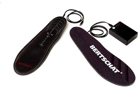 BERTSCHAT Beheizbare Einlagen für Schuhe Extra dünn One Size mit Akku - Beheizte Einlegesohlen - Einlagen beheizbar - Elektrische wärmesohlen schuhe - USB-aufladbar - Beheizbare Sohlen - Inkl. akku