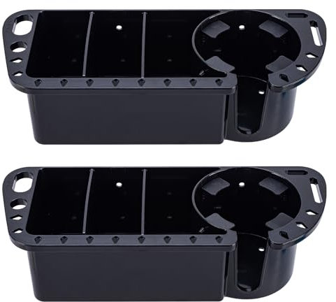 Sohinda Boat Cup Holder, Boat Caddy Organizer, Multifunctional Boat Storage Organizer for Boat, Kayak, Pontoon, Bass Boat, Jon Boat - Fishing Tool Holder, Boat Fishing Accessories(2 Packs Black)