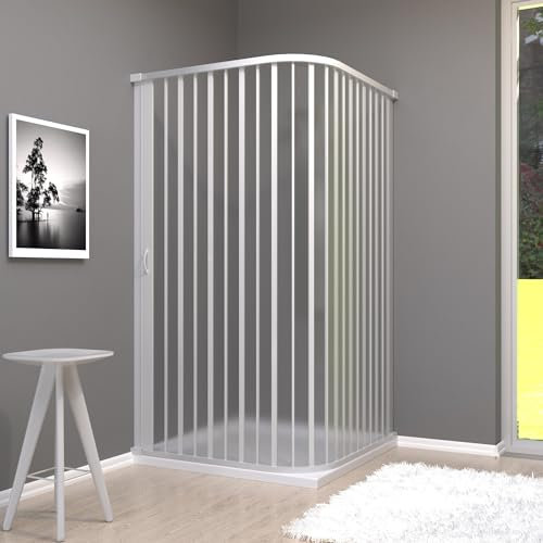 Cabine de douche d'angle 2 côtés en pvc blanc - 90 x 90