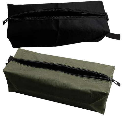 Vanyibro 2Pcs Multipurpose Zipper Small Tool Bag,Waterproof Small Pouch Bag,Canvas Tool Bags for Organized Tool Storage,Black&Green