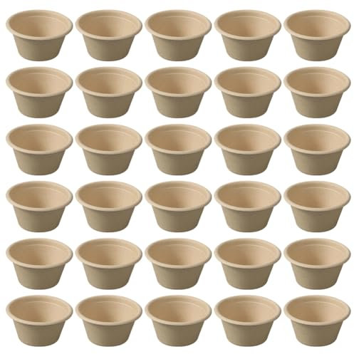 HugeDE 100 Pcs Mini Paper Cups - 2 oz Sauce & Condiment Containers, Sample Size Serving Cups for Dessert, Charcuterie & Jello Shots