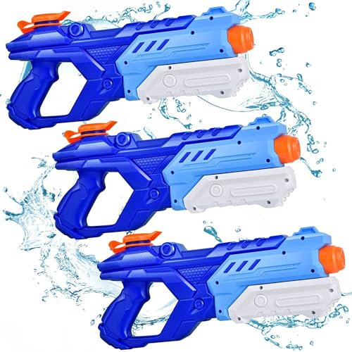 Quanquer Wasserpistole für Kinder - 3 Stücke Wasserspritzpistole 600ML mit 9 Meter großer Reichweite Super WasserBlaster Soaker Sommer Schwimmbad Strand Pool Outdoor Wasser Kampf Spielzeug Erwachsene