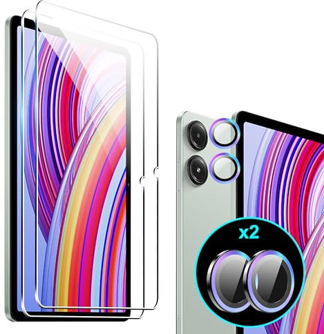 Heioloo [4 Pezzi Vetro Temperato per Xiaomi Redmi Pad Pro 5G/4G /Poco Pad 12.1, [2+2 Pezzi] Pellicola Protettiva con Pellicola Fotocamera, Senza Bolle, 9H Durezza, Anti Graffi, Anti-Impronte