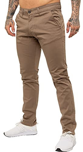 Pantalon Chino Jeans Stretch Coupe Ajustée Coton Homme avec Poches EZ348 Beige 34W / 32L