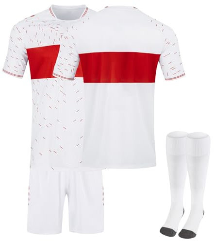 Stuttgart Fußball Trikot, 23/24 Neue Hause/Auswärts Trikot für Kinder Erwachsener, Fussball Trikot Shorts Socken Anzug Jungen Herren
