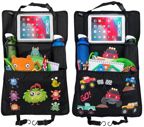 HECKBO 2x Kinder Autositz Rückenlehnenschutz Monster + Monster Truck
