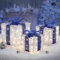 Quntis 3 Set 140 LED Geschenkbox Weihnachten, Weihnachtsdeko Innen Strombetrieben, Dunkelblaue Schleife, Beleuchtete Boxen Warmweiß, Lichterdeko Geschenkpakete für Weihnachtsbaum Fensterbank Garten