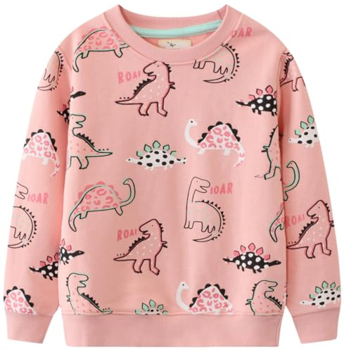TEDD Girls Sweatshirt for Kids Dinosaur Cotton Top Casual Jumper Girl T Shirt Toddler Clothes Long Sleeve Pullover Age 11-12 Years