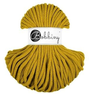 Premium Baumwoll-Flechtschnur - 5mm x 50m - Vielseitige Makramee-Kordel für Stricken, Weben, DIY-Basteln und Heimdekoration - Hochwertige Bunte Bastelschnur Flechtkordel - Spicy Yellow