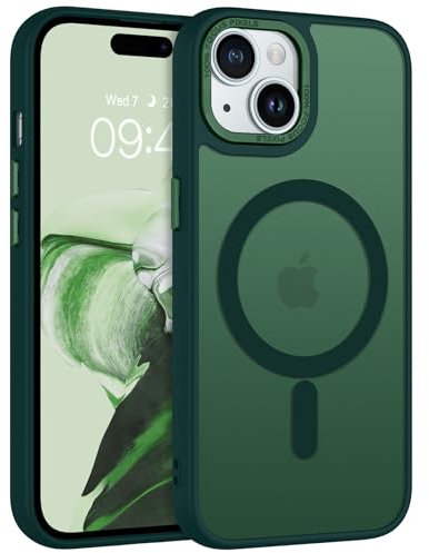 BENTOBEN Funda Magnética para iPhone 15 Plus, iPhone 14 Funda 6,7'' [Compatible con Magsafe] Carga Inalámbrica Carcasa iPhone 14/15 Cover Translúcido Mate Protección Grado Militar Anti-Arañazos -Verde