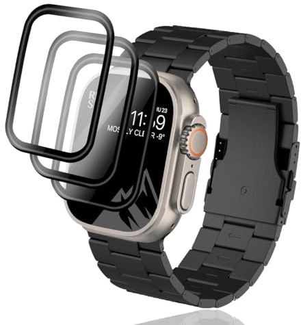 Yonntmmi Schutzfolie für Apple Watch Ultra 3 49mm 3 Stück für Panzerglas Gehärtetes Glas Bildschirmschutzfolie,3D Gebogene vollständige Bubble volle Abdeckung für Apple Watch Ultra 3 49mm