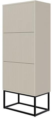 Selsey Schuhschrank Schuhregal 50 cm 3 Klappen Schuh Schrank 12 Paar Schuhe Schuhaufbewahrung Stehend Graubeige Schwarze Beine Veldio
