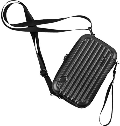 ANNASAMDO Mini Koffer Umhängetasche, Kleiner Koffertasche Handtasche Innentaschen Kosmetiktasche Hardcase mit Schultergurt Reißverschluss für Reisen, Einkaufen, Kosmetik (Schwarz)