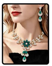 Dishowme Kristall Blume Halskette Ohrringe Sets Braut Hochzeit Schmuck Sets Floral Teardrop Strass Dangle Ohrringe Halskette für Frauen Damen Brautjungfern