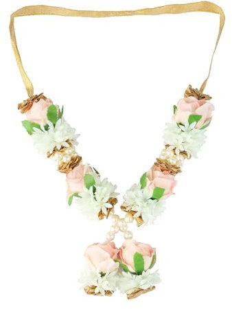 Ghirlanda di fiori artificiali di Mala con rose, Haar Mala per idolo con perline per statua di Dio, accessori Pooja Sringar, articolo ornamento per decorazione della casa tradizionale indiana