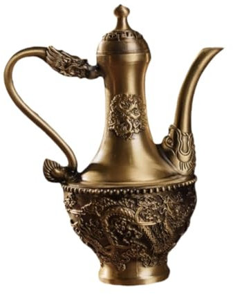 Sharplace Turkish Coffee Pot Tea Kettle Drinkware Home Decor Copper Serving Turkish Flagon Brass Teapot for Living Room Wedding Bedroom