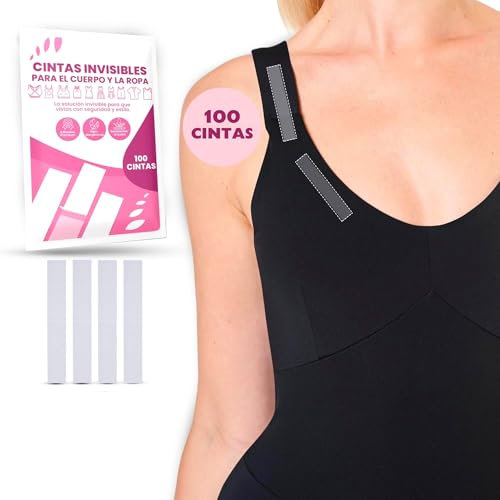 100 Cintas-Cinta Doble Cara Ropa y Piel Invisible-Adhesivo Natural Extrafuerte y Resistente al Sudor-Cinta Para la Ropa Hipoalergénica-Sin Daños en Piel y Ropa-Sin Residuos-Tamaño Ideal 1,5cm*8.5cm