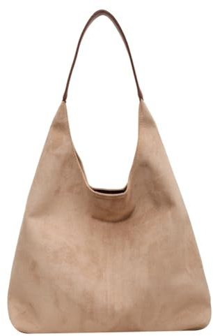 Valleycomfy Damen Wildleder Shopper Damen Groß Shopper Tasche – XXL Umhängetasche mit verstellbarem Riemen (Beige)