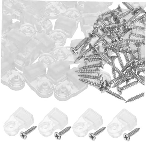 OSALADI 50pcs Invisible Mirror Glass Retainer Clips Plastic Clips for Wardrobe Doors Adjustable Glass Fixing Clamps