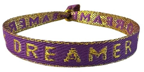 happymaker - Armband Damen Boho, Stoffarmband mit Statement - Dreamer - im Surfer Style Damen, Armband mit vergoldeter Perle, wasserfest und größenverstellbar, handmade in Deutschland