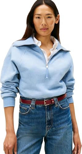 Tommy Hilfiger Damen Sweatshirt mit Reißverschluss Classic Script Fleece Half-Zip