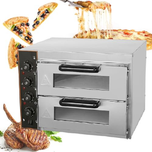 COYEUX 3000W Commercial Pizza Oven, Double-Layer Electric Pizza Maker Machine, 50-350 Degrees (3 Temperature Controls), for Hotel Restaurant Home Baked