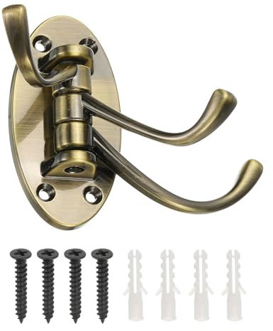 PATIKIL Swivel Wall Hooks Foldable Towel Hook Clothes Hanger Wall Mounted Three Rotating Arms Hanger for Kitchen Bathroom Garage Coat Gold