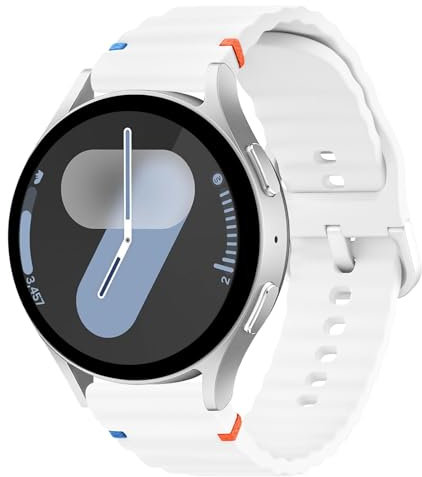 Amzpas Samsung Armband Kompatibel mit Samsung Galaxy Watch 7 Armband 40mm 44mm / Galaxy Watch FE Armbänder, Sport Silikon Uhrenarmband, Original Flachkopf, Guter Sitz Ersatzarmband (Weiß)