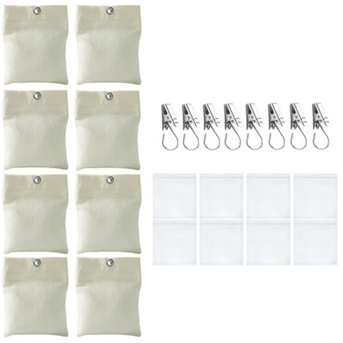 RichVibe 8 Stück Outdoor-Vorhang-Sandsack-Gewichte für Pergola-Vorhänge, Cabana-Pavillon, Garten, strapazierfähiges Segeltuch, 15,2 x 12,7 cm, mit Metall-Clips, Beige