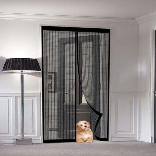 Moustiquaire Porte Fenetre 90 x 220 cm Moustiquaire Porte Magnétique Différentes Tailles Rideau Anti Moustique Installation Facile Sans Outils pour Cave, Terrasse, Noir