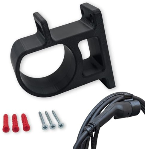 3disto Wandhalterung Typ 2 Ladekabel seitlich | EV Steckerhalter mit Kabelhalter | Made in Germany | wetterfest | passend für alle Typ 2 Stecker nach DIN EN 62196-1 (beidseitig offen)