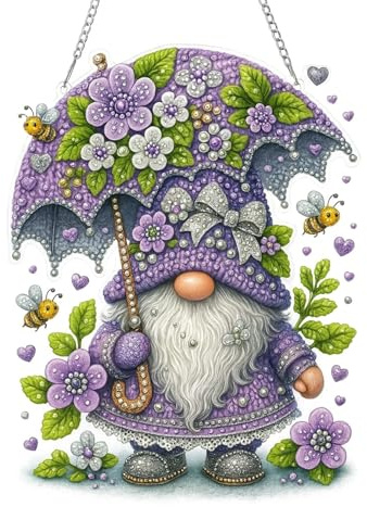 Snyvpra Diamond Painting Weihnachten Anhänger Gnome, Winter Gnome Diamond Painting Fensterbilder Erwachsene Kinder, Bastelset Kreativ Set Hängend Ornament Tür Fenster Wand Decor Geschenk