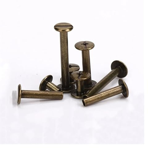 10 Stück Metall-Bronze-Bindung Chicago-Schrauben Nägel Lange Bolzen Nieten Lederhandwerk Hardware Zubehör Stangenlänge 3~50 mm(35mm)