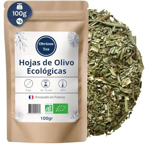 Feuilles d'Olivier Bio en Vrac - Infusion et Tisane Digestion et Bien-Être - Oleaceae - Agriculture Biologique - Conditionné en France - Sachet de 100g (50 Tasses)