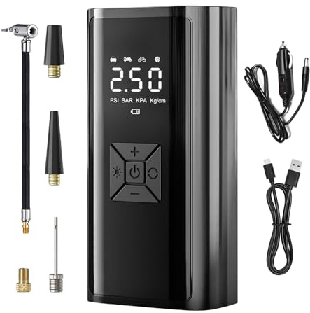 Portable Tyre Inflator for Cars Tyre Inflator Wireless Car Tyre Inflator for Driver SUV Sedan Bicycle Motorcycle Travelers Fleet Manager Roadside Travel Garage Camping