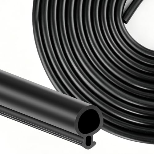 ASSRECT 10M Fensterdichtung TPE Türdichtung Dichtungsband, O-Typ Profildichtung für Kunststofffenster, Selbstklebende Dichtung für 5-7mm Spalte, Wärme- und Schalldämmung (Schwarz)