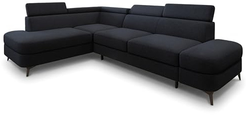 Masseno Ecksofa AVISE Q L-S mit Schlaffunktion L-Form, Klassisch Sofa mit Bettkasten, Wohnzimmersofa, Couch, Soffa, Bettsofa, Couchgarnitur - Schwarz, Quelle 100