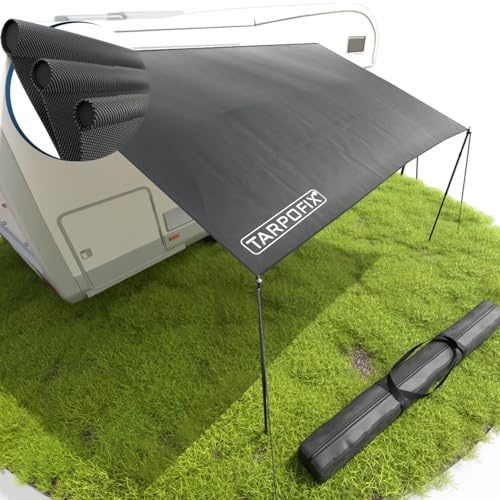 Tarpofix® Toldo para Caravana 3 x 2,4 m | Impermeable PU6000mm con Multi Keder | Protección Solar UV 60+ | Aluminio Resistente | Montaje sin Herramientas | Toldo Camper Avancé Autocaravana