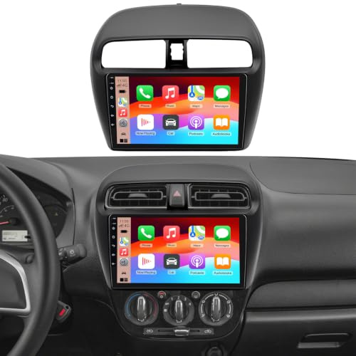 2G+64G Android 15 Autoradio für Mitsubishi Mirage 2012-2019 mit Carplay & Android Auto Doppel Din Bluetooth Autoradio mit 9 Zoll HD Touchscreen FM/RDS GPS Navi WLAN SWC Rückfahrkamera Lenkradsteuerung