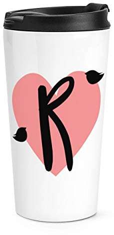 R Heart Alphabet Travel Mug Cup