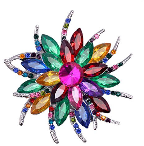 YAZILIND Fashion big Rhinestones en Fleurs Alliage Zirconia Broche Corsagee Femmes Filles Accessoires (Couleur)