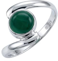mantraroma Silberring Damen 925 Sterling Silber – runder Edelstein Ring Ø 7 mm, schlichter minimalistischer Damenschmuck modern elegant, Geschenk für Frauen