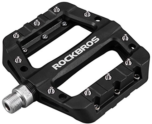 ROCKBROS Lightweight Mountain Bike Pedals Nylon Fiber Bicycle Platform Pedals for BMX MTB 9/16 Black